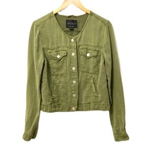 Sanctuary Olive Green Cropped Utility Jacket Large